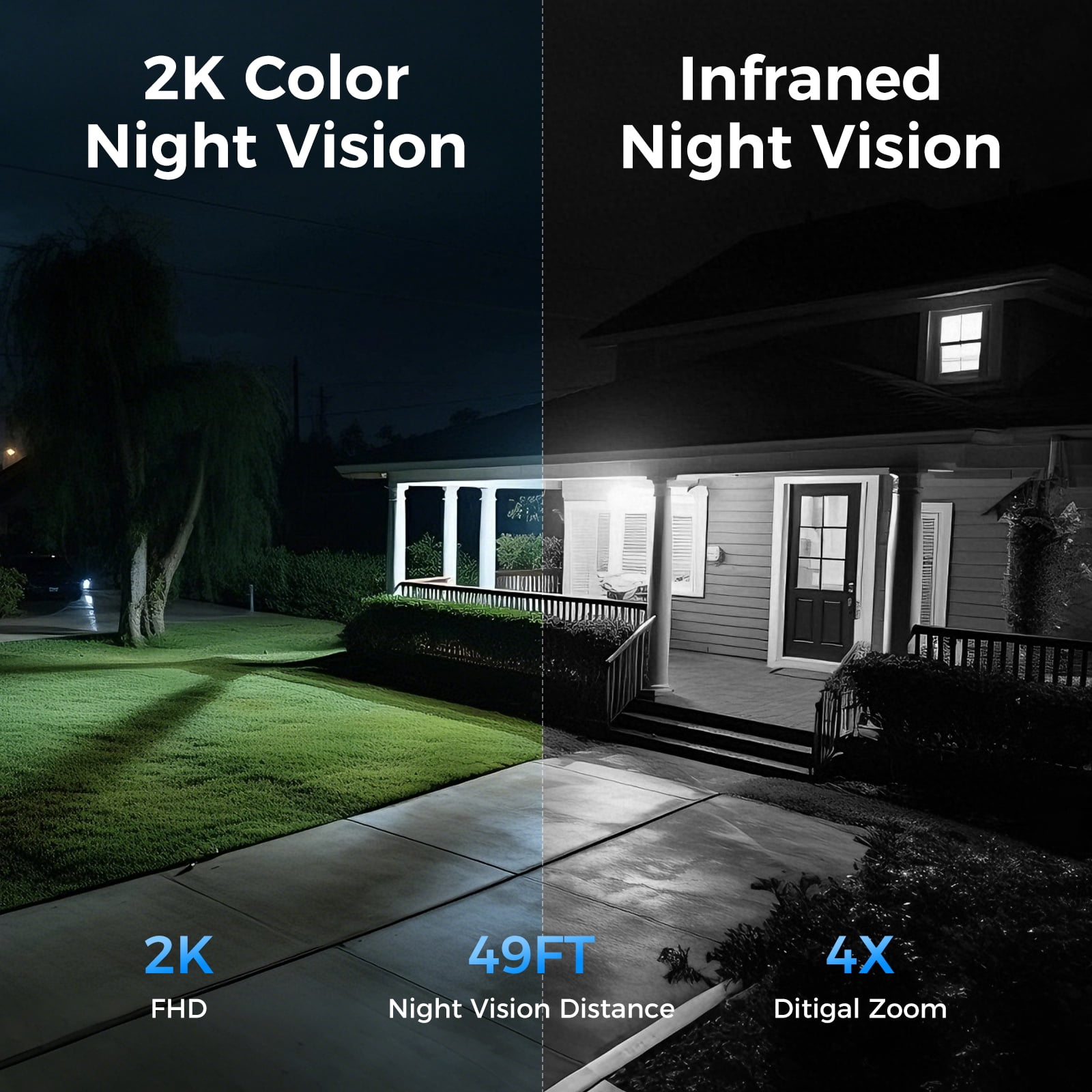 Security Cameras Wireless Outdoor WiFi, Solar Battery Powered, 360° View, AI Human Detection, Color Night Vision, 2-Way Audio, Real-Time Alerts, IP66 Waterproof, SD/Cloud Storage Black