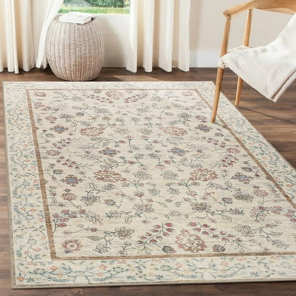 GUUCHA 4'x6'Boho Rug Non-Slip Are Rug for Living Room Floral Floor Carpet for Bedroom,Yellow/H09