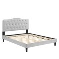 thumbnail image 3 of Platform Bed Frame, Tufted, Rivet Nailhead, Light Grey Gray, Velvet, Bedroom, Modern Contemporary Boutique HB35321, 3 of 13