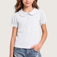 thumbnail image 2 of Odeerbi Camisas de Golf de Chicas Algodón Peter Pan Collar Puff Camisas de Tenis de Manga Corta, 2 of 7