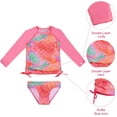 thumbnail image 2 of weVSwe Girls Rash Guard Swimsuit Rare Hem Cuffs Bathing Suit UPF 50+ Protection 2-10 T, 2 of 3