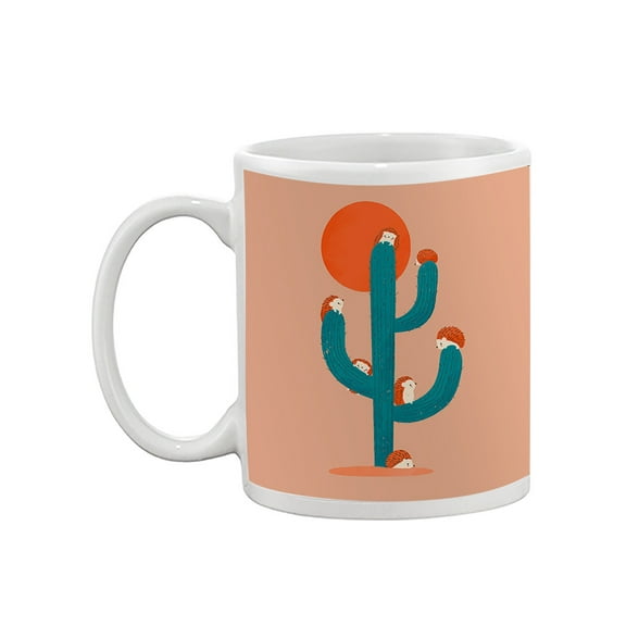 Image Conscious Hedgehogs On A Cactus Mug - Jay Fleck Designs, 15 fl oz Ceramic Mug