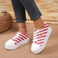 thumbnail image 4 of Women's Classic Canvas Tennis Shoes Low Top Lace-Up Casual Sneakers for Daily Wear White Sole Loafers (Red,37), 4 of 8