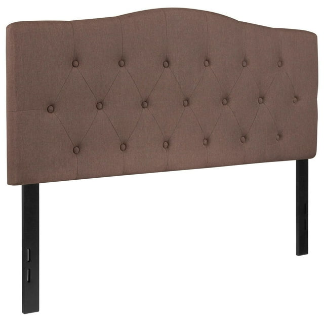 Tête de lit Cambridge double touffetée et rembourrée en tissu chameau