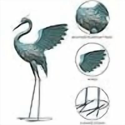 33-37 Inch Metal Crane Garden Statue Décor, Bird Garden Sculpture & Statues, Outdoor Decoration for Yard Patio Lawn Backyard Pool, Vintage Spread Wings Crane, Set of 2