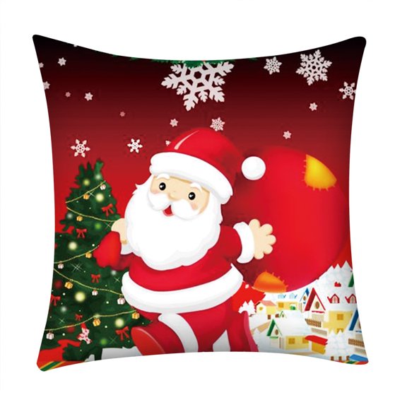 Mchoice Merry Christmas Print Pillow Case Polyester Sofa Car Cushion Cover Home Decor