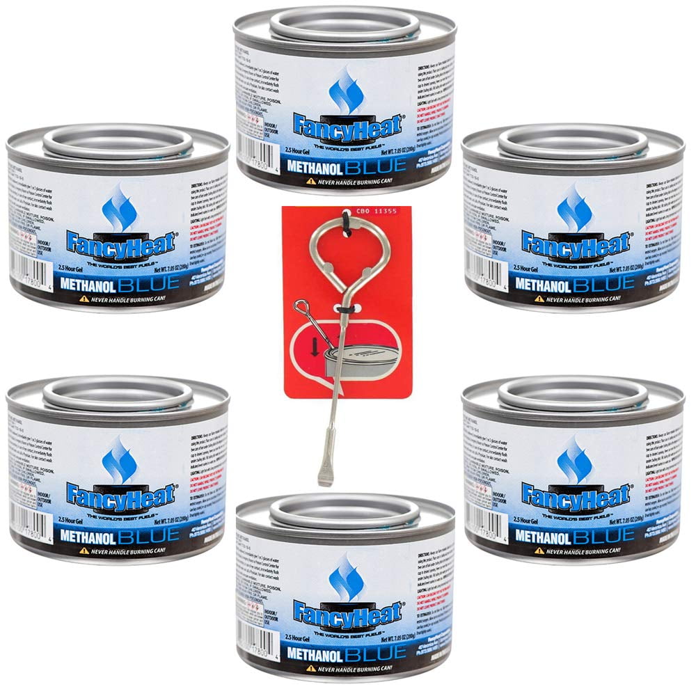 FancyHeat Chafing Fuel 2.5 Hour Methanol Blue 6Pack with Lid Opener