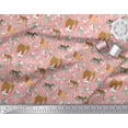 thumbnail image 3 of Soimoi Modal Satin Fabric Kangaroo,Elephant & Lion Animal Print Fabric by The Yard 42 Inch Wide, 3 of 3
