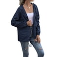 thumbnail image 3 of Sonducket Chubasquero Ligero para Mujer Impermeable Con Capucha Cortavientos para Exteriores Plegable Senderismo Camping Damas Trajes, Negro, S Prendas para la parte del cuerpo Azul oscuro XXL, 3 of 6