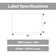 thumbnail image 7 of SSBM 3" x 2" - 8 Rolls, Direct Thermal Labels White, perforated with a 3-inch core Works with Zebra, Sato - 2875 Labels Per Roll, 7 of 7