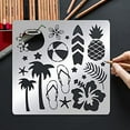thumbnail image 3 of 1PC Hawaii Theme Stainless Steel Stencil Template Summer Coconut Beach Ball Journal Stencils, 3 of 9