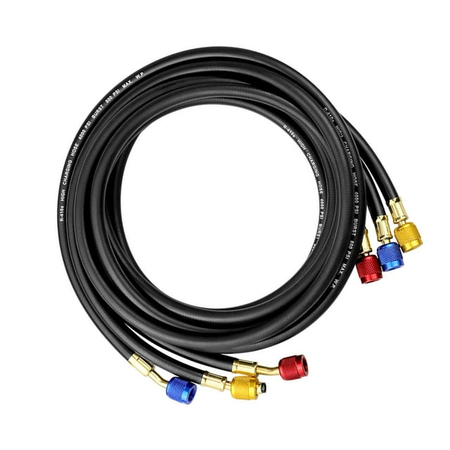 Tuyau de Charge Réfrigérant HVAC 800PSI - Tuyaux en Caoutchouc de 1,8m avec Raccords en Laiton, Compatible avec R134A R410A R22 R404A R502 R1234YF, pour Automobile et Résidentiel AC