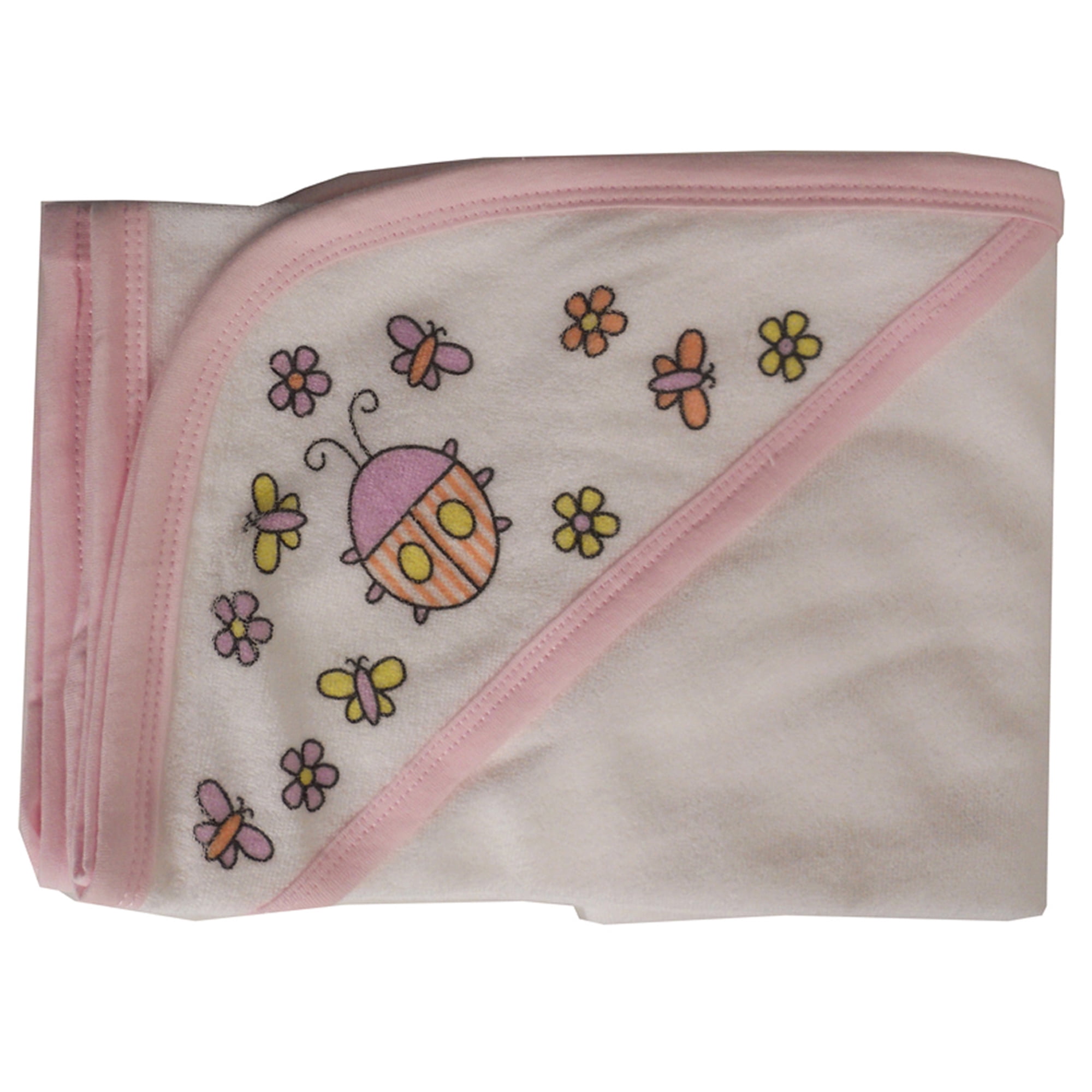 Bambini Baby Unisex White Screen Prints Terry Hooded Bath Towel