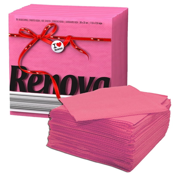 (2 Pack) Renova Pink Paper Napkins, 6 in, 70 Count