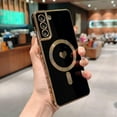 thumbnail image 2 of Samsung Galaxy S21 Plus 5g Magnetic Phone Case [Compatible with MagSafe] Luxury Plating Cute Love Heart Pattern Soft Silicone Protective Shockproof Cover for Galaxy S21+ 6.7” (Black), 2 of 10