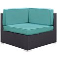 thumbnail image 2 of Corner and Middle Lounge Chair Set, Aqua Blue, Wicker Rattan, Outdoor Patio Balcony Cafe Bistro Garden Hospitality Restaurant, Modern Contemporary, HB36940, 2 of 4