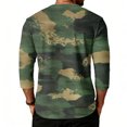 thumbnail image 4 of Men's Camouflage Print Raglan Sleeve Three-Quarter Sleeve Top, Round Neck Casual Shirt for Military and Outdoor Style,Dark Green,L, 4 of 4