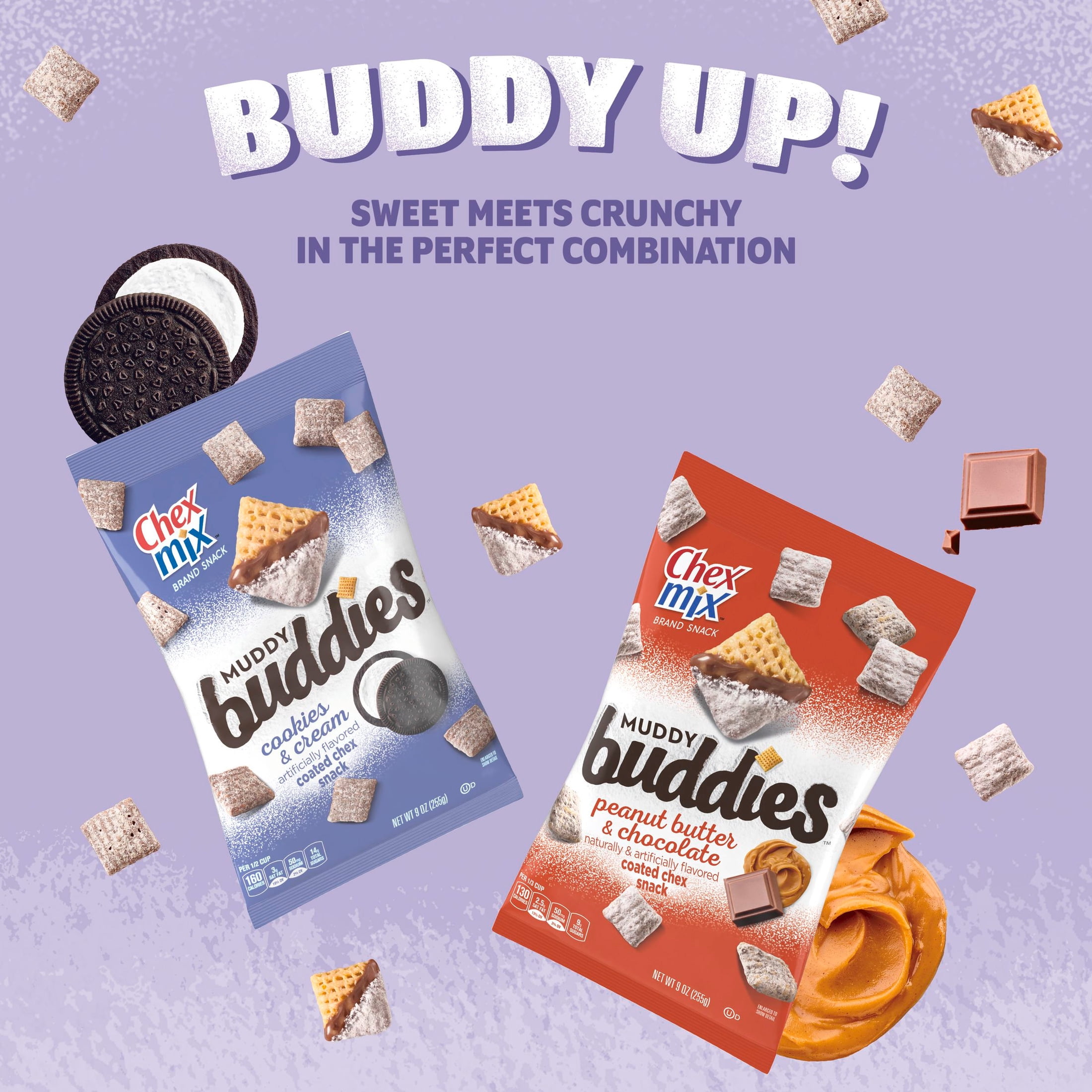 (5 pack) Chex Mix Muddy Buddies Peanut Butter and Chocolate Snack Mix, Snacks, 9 oz