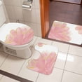 thumbnail image 4 of Pink Gold Bath Mat 3 Piece Bathroom Rug Set, Boho Modern Abstract Minimalist Aesthetic Flower Non Slip Bath Rug Contour Mat and Toilet Lid Cover, Absorbent Shower Mats Soft Bath Rugs and Mats Sets, 4 of 8