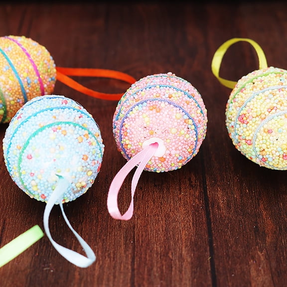 Ornaments Egg Painted Foam Set for Easter Decoration and Hanging Trees | Colorful Easter Decorations for Event Party