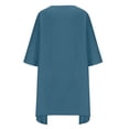 thumbnail image 5 of Liquidation d'Été 2025! Robe Grande Taille pour Femmes, Liquidation de Robe d'Été pour Femmes, Robe Décontractée à Manches 3/4 Col Rond Imitation Coton et Lin Couleur Unie avec Poches, 5 of 5