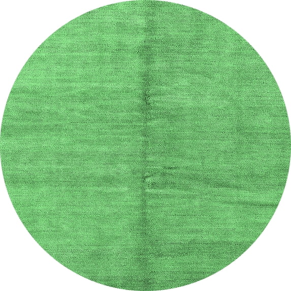 Ahgly Company Indoor Round Abstract Emerald Green Modern Area Rugs, 3' Round