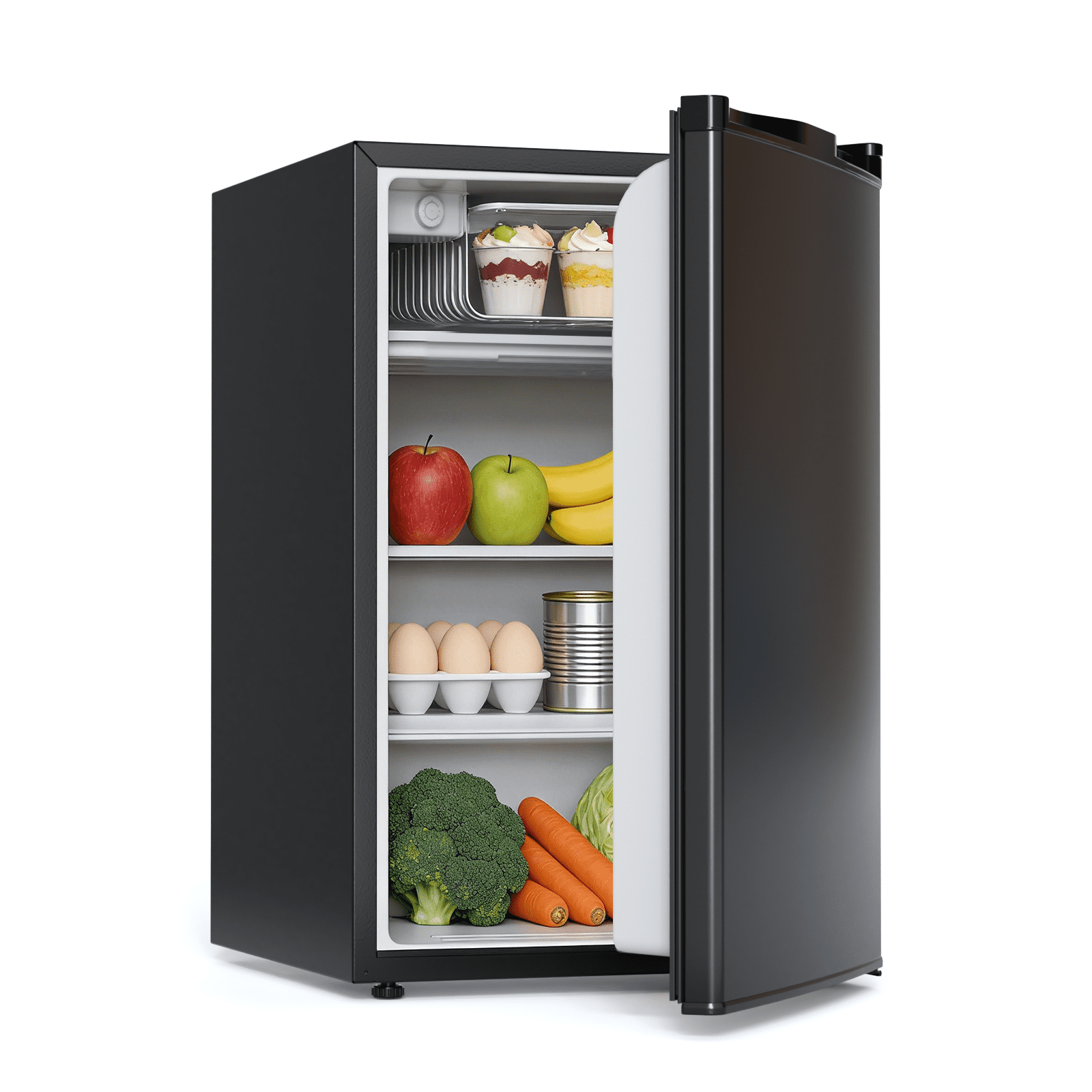 KNDKO 4.4 Cu.Ft Mini Fridge with Freezer, Apartment Refrigerator with Reversible Door, Adjustable Thermostat for Bedroom Dorm Office Kitchen, Black