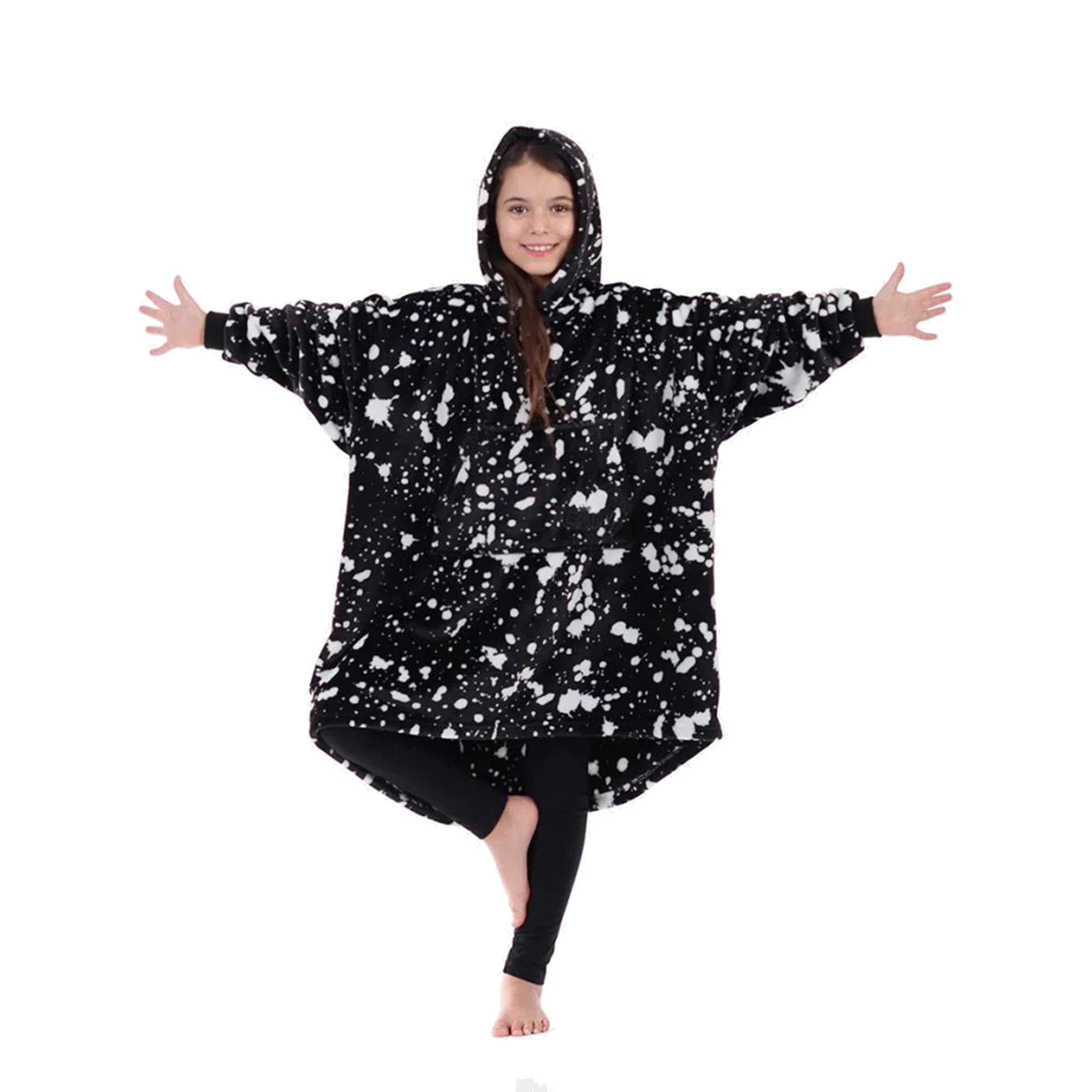 The Comfy Dream Jr Microfiber Wearable Child Blanket Hoodie Black Splash Walmart