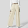 thumbnail image 5 of VBARHMQRT Jogging Pants for Women with Pockets Cotton Light Weight Fashion Casual Solid Color Wide Leg Elastic Pants Work Business Casual High Waisted Dress Pants Flowy Trousers Office Pants, 5 of 7