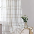 thumbnail image 6 of Shininglove Buffalo Plaid Curtains Linen Checked Curtain Drapes Semi-Sheer Rustic Window Treatment Sets, 52" W x 84" L, Taupe, 2 Panels, 6 of 7