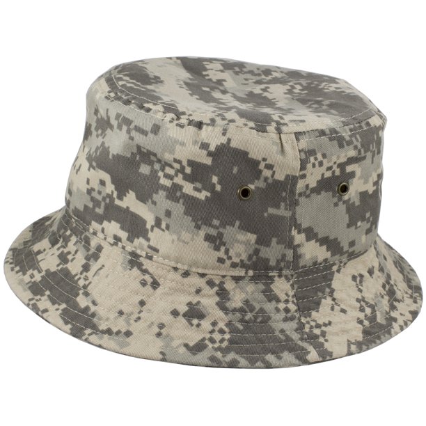 Gelante Bucket Hat Cotton Packable Summer Travel Cap. Gray Digital Camo ...