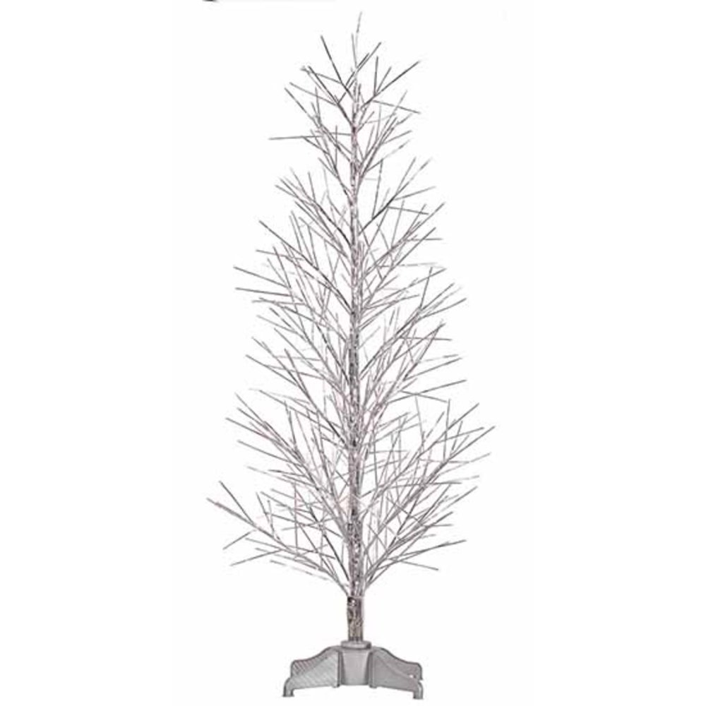 4' PreLit Battery Operated Silver Fiber Optic Christmas Twig Tree