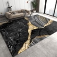 thumbnail image 2 of Luxury Marble Area Rug Gray Gold Line Art Black White Texture Living Room Decor Rugs Anti Slip Backing Washable Indoor Carpet Bedroom Study Dining 5x7 Non-slip Soft Home Decor, 2 of 5