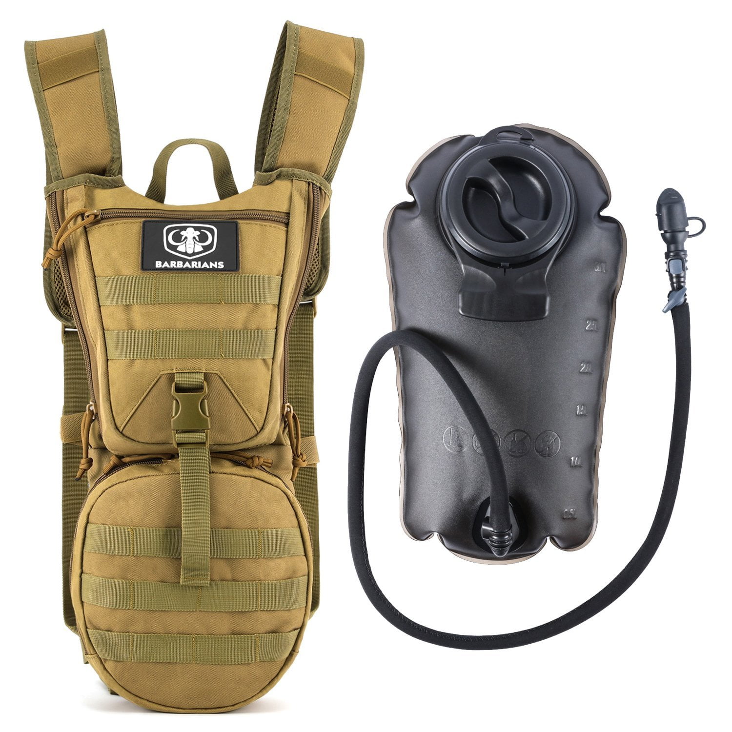 Tactical Hydration Pack Water Backpack with 3L Bladder, Barbarians Lightweight Military Molle Backpack (Green) by