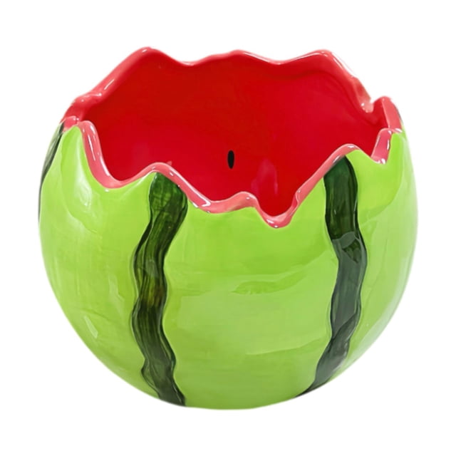 Cuenco de cerámica con forma de sandía, creativo y decorativo, para ensalada, desayuno, aperitivos, cereales y merienda.