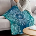 thumbnail image 3 of Teal Blue Boho Blanket Soft Cozy Warm Throw Blanket for Couch, Plush Fuzzy Flannel Fleece Blankets for Sofa, Retro White Rustic Flower Ethnic Pattern Bed Blankets Lightweight Gifts for Women, 50"x80", 3 of 9