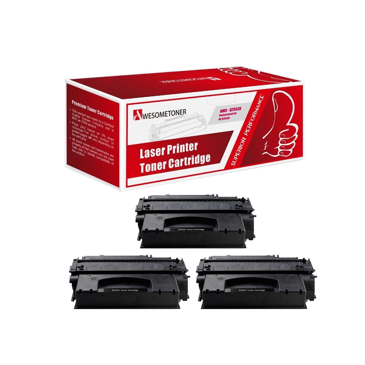 10 pack Q7553X Toner for LaserJet P2015 P2015dn P2015d P2015x Printer