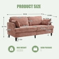 thumbnail image 2 of Aukfa 69" Vintage Small Sofa Loveseat Couch with LED light&USB Port for Living room, 2 Pillows, Chenille, Pink, 2 of 9