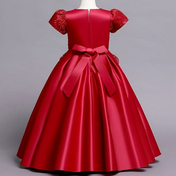 Vestido de princesa bordado de saten largo para ninas europeas y americanas de tamano mediano y grande Bodega Aurrera en linea