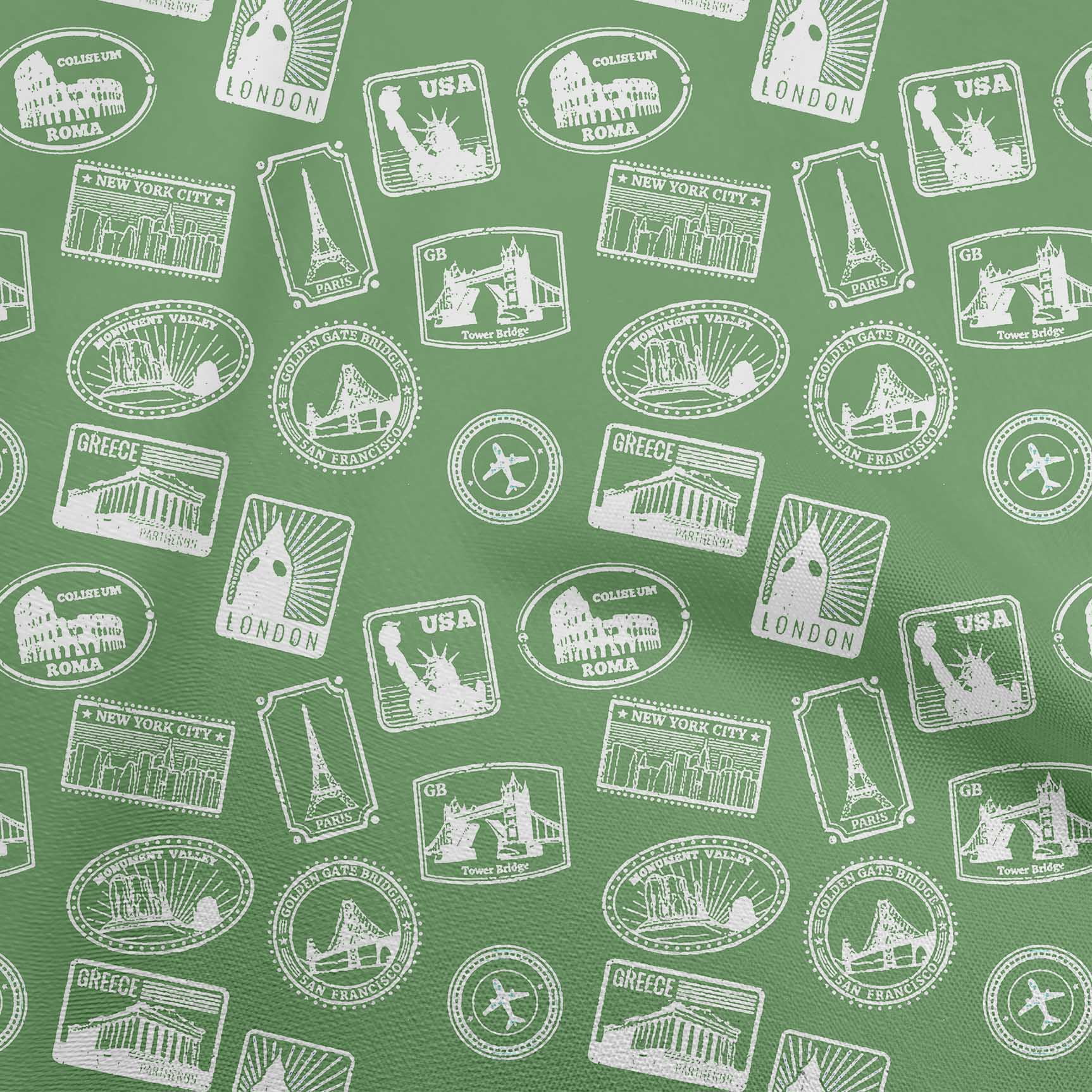 oneOone Polyester Lycra Forest Green Fabric Travel Diy Clothing Quilting Fabric Print Fabric By Yard 56 Inch Wide