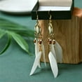 thumbnail image 4 of GKNET Bohemian long feather earrings Long pearl handmade earrings for weddings-29, 4 of 9