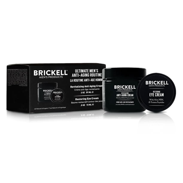 Rutina Anti-Envejecimiento Brickell para Hombre Crema Facial y de Ojos Natural y Orgánica
