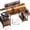 Rustic Brown, variant on HLDIRECT 55 inch Gaming Desk with Power Outlets & LED Lights, Computer Desk with 3 drawers & Storage Shelves, Gaming Table with Monitor Stand and Foldable Tabletop