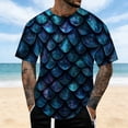 thumbnail image 2 of KHONTS Novelty Short Sleeve T Shirts for Men Crewneck Shirt Funny Fashion Fish Scale Tees Casual Printed Tops 07-Blue XXL, 2 of 6
