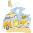 thumbnail image 3 of Ambesonne Happy Camper Duvet Cover Sets, Pastel Cartoon Van Car, 2-Queen, White Multicolor, 3 of 7