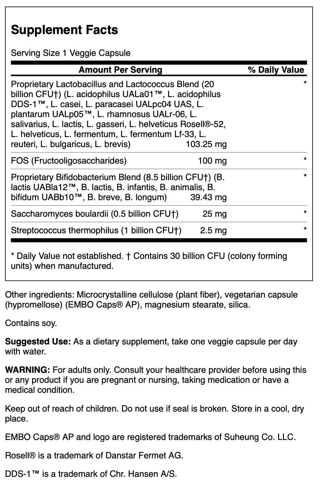Swanson Ultra Probiotic Complex 30 Billion Cfu 60 Veg Capsules