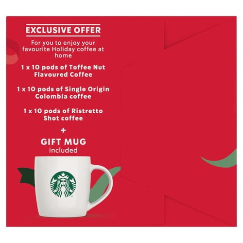Starbucks by Nespresso Bundle Gift Box 30xCoffee Pods & Gift Mug 165g, British Import (Pack of 3)