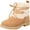 Beige, variant on STYLE & COMPANY Womens Beige Mixed Media Cold Weather Zijune Round Toe Block Heel Lace-Up Leather Booties 6 M