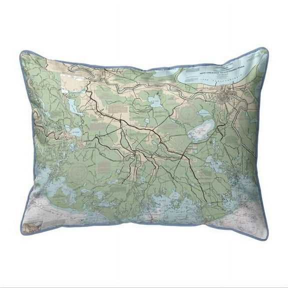 Betsy Drake ZP11352TH 20 x 24 in. New Orleans to Calcasieu River, LA Nautical Map Extra Large Zippered Indoor & Outdoor Pillow