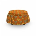thumbnail image 3 of Modern Ottoman Cover, Creative Triangles on Orange, 2 Piece Slipcover Set with Ruffle Skirt for Square Round Cube Footstool Decorative Home Accent, Standard Size, Sea Green Vermilion, by Ambesonne, 3 of 5